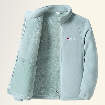 Women's Fleece Lined Polar Fleece Jacket Windproof Warm Stand Collar Sweatshirt For Outdoor Sports Casual Wear