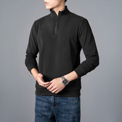 Mens Sweater Trendy All Match Casual Long Sleeve T Shirt Lapel Base Layer