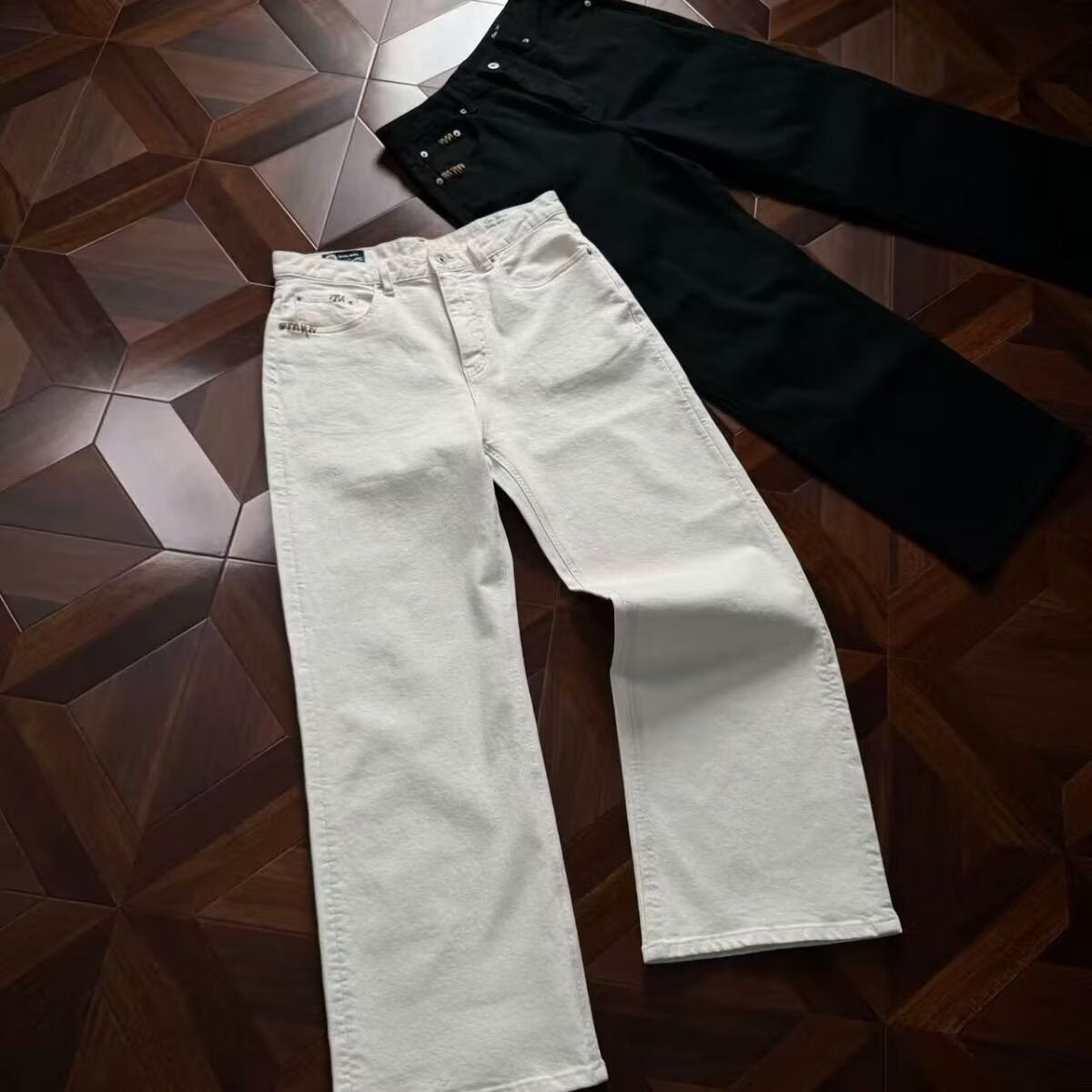 High-waisted Loose-fit Casual Straight-leg Pants