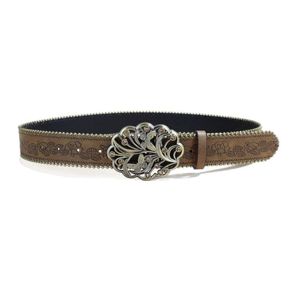 Casual Fashion Youth Leather Belt With A Snap Buckle Punk Style