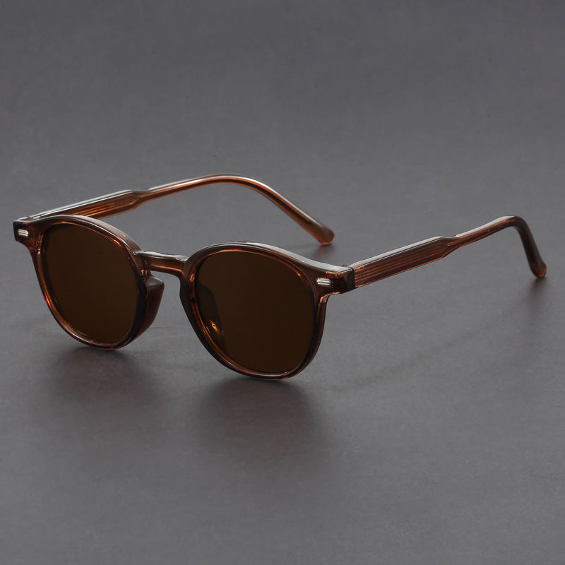 Small-face Green-frame Gradient Tea-colored Sunglasses Stylish Unisex Design With UV Protection