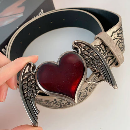 Hip-hop Punk Style Heart Wing Belt