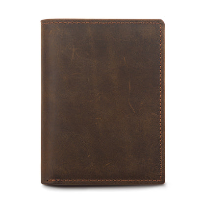 Simple First Layer Cowhide Men's Short Card Package