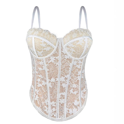 New Cross-border European And American Spice Girls Black Lace Inner Strap High-end Outer Wear Body Shaping Push-up Fishbone Bra