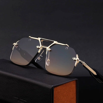 Metal Double-bridge Oversized Sunglasses