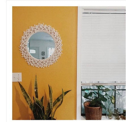 Sunflower Heart Mirror, Handmade Tapestry Decor