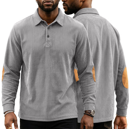 Mens Corduroy Sweatshirt With A Button-front Closure And Lapel