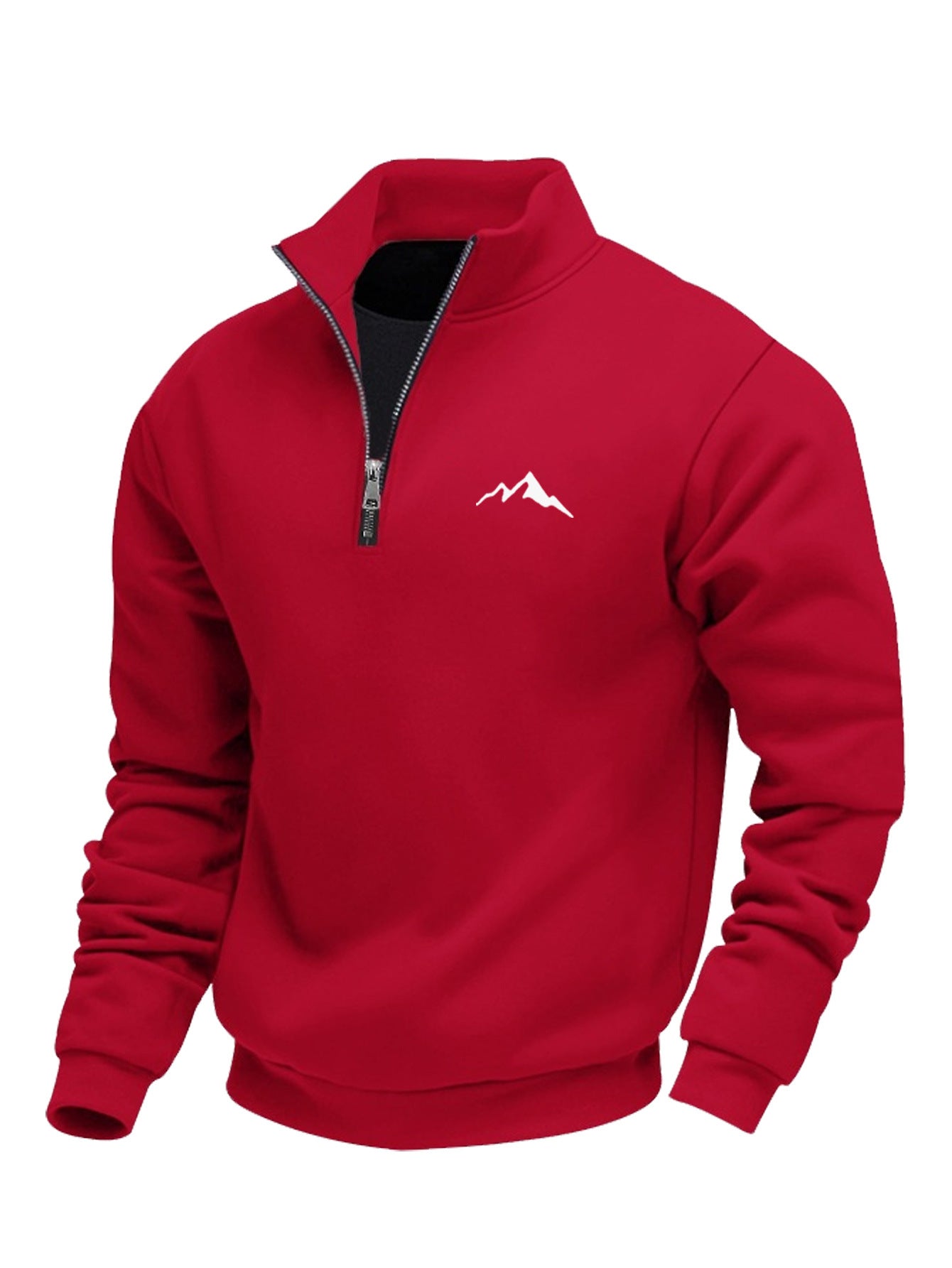 Mid-length Loose-fit Zip-up Casual Hoodie With A Stand-up Collar And Hood
