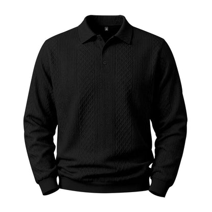 Mens Relaxed Fit Jacquard Textured Casual All Matching Long Sleeve Hoodie