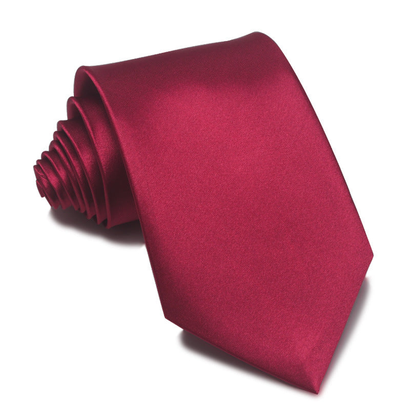 Mens 8cm Hand-Tied Tie Solid Color Tie Plain Color