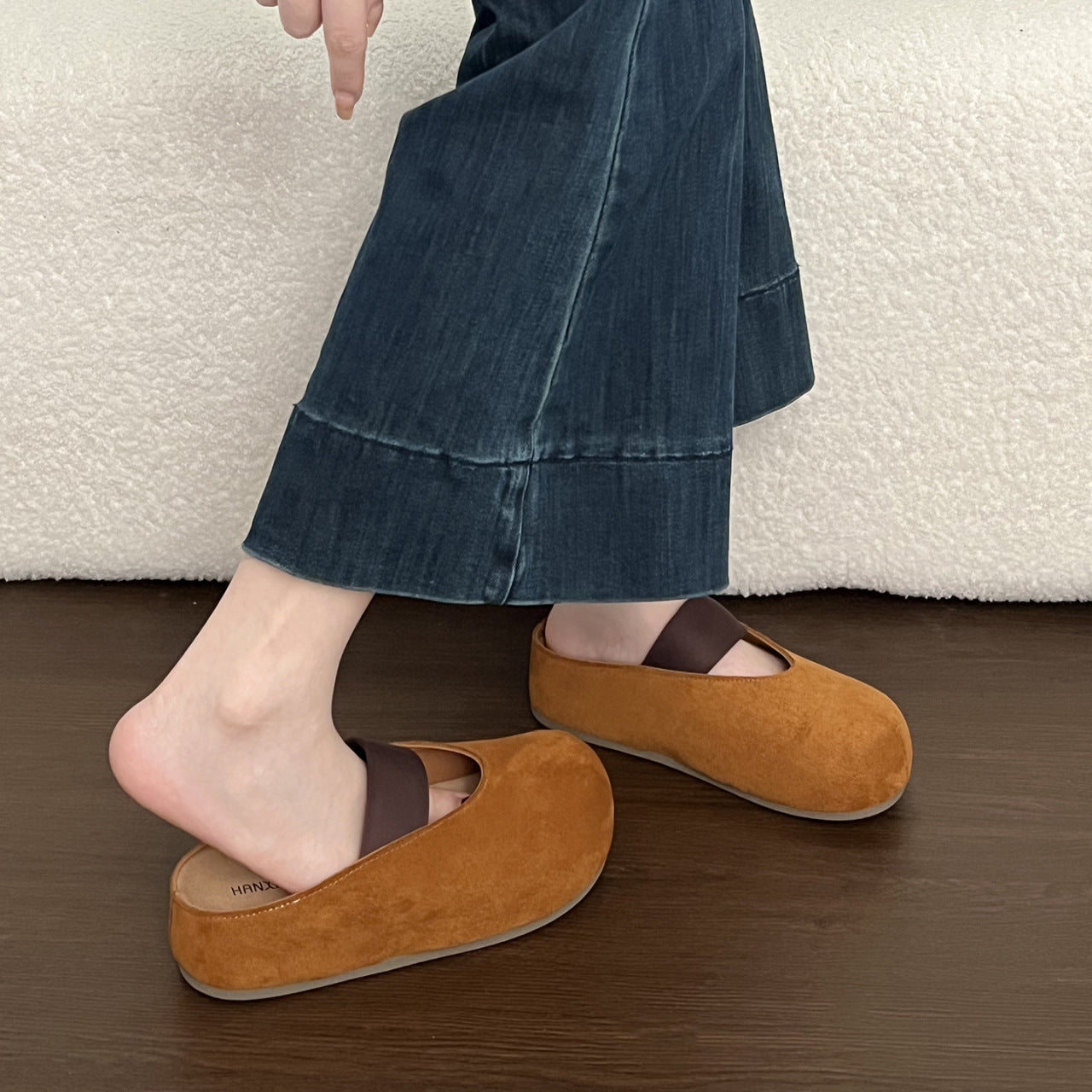Height-boosting Platform Slipon Closed Toe Ballet Mules For Petite Women, 2026 Spring Autumn New Casual Style Slides