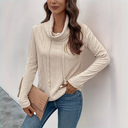 Casual Fashion Women's Long-sleeve Hoodie For Autumn And Winter, Solid Color Drawstring Pullover Long-sleeve Top