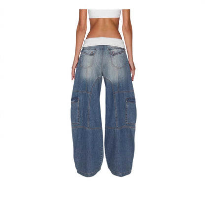 European And American-style Patchwork-thread Vintage Jeans