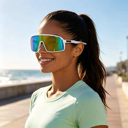 New Colorful Bicycle Windproof Cycling Sunglasses One-Piece Women's Sunglasses European And American Fashion Sports Sunglasses