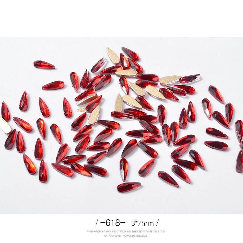 10Pcs Long Water Drop Rhinestone Nail Decor