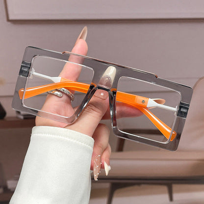 Wide-frame Square Blue-light-blocking Eyeglass Frames For Women
