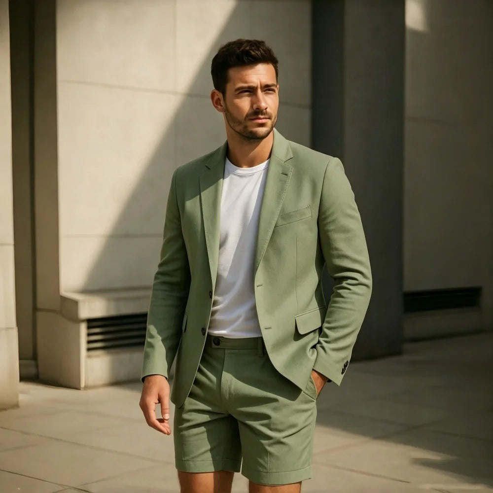 Elegant, Minimalist Short-style Mens Suit Set
