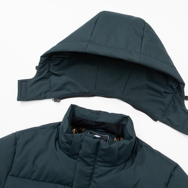 Fleece-lined Extra-thick Long Hooded Cotton Coattrendy Brand Windproof And Cold-resistant