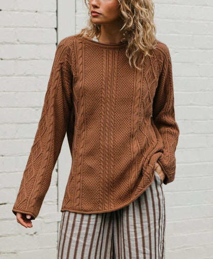 Womens Comfortable Casual And Stylish Cable-knit Sweater