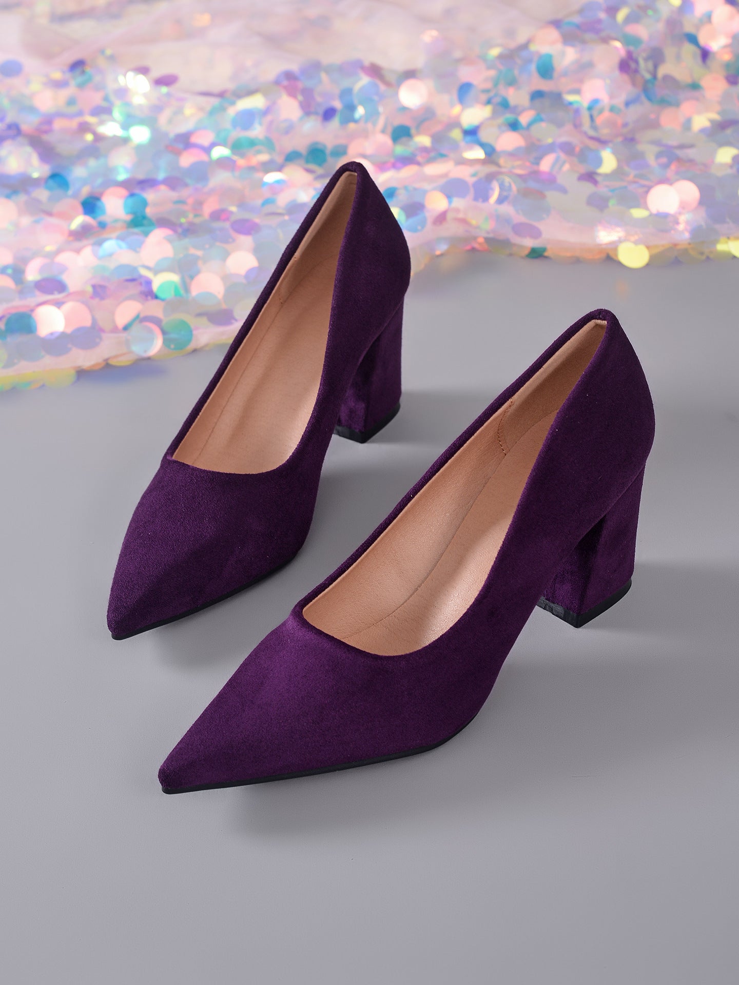 Womens Stylish Block-heeled Work Pumps