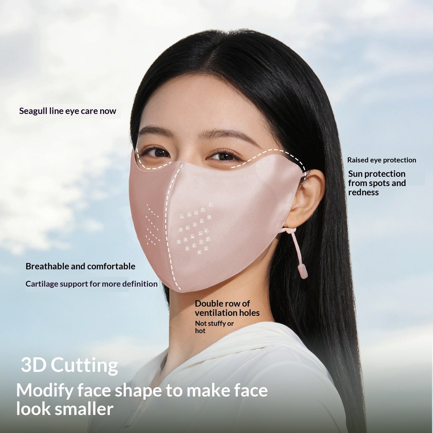Sun-protective With Ventilation Holes Breathable Ice-silk Sunshade Face Mask