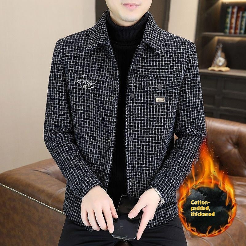 New Mens Fleece-lined Thickened Lapel Jacket
