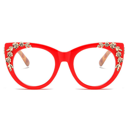 Rimless Floral-patterned Rhinestone Tortoiseshell-frame Sunglasses