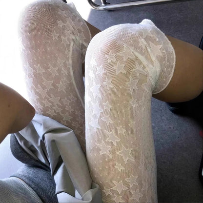 Women's Retro Pentagram Jacquard Lace Stretch Leggings