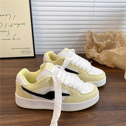Dopamine Color Matching Classic Preppy Style Raise The Bottom Four Seasons Women's Board Shoes