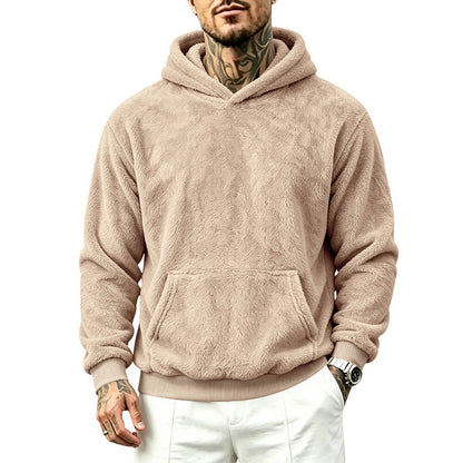 Mens Loose-Fitting Versatile Plush Hoodie