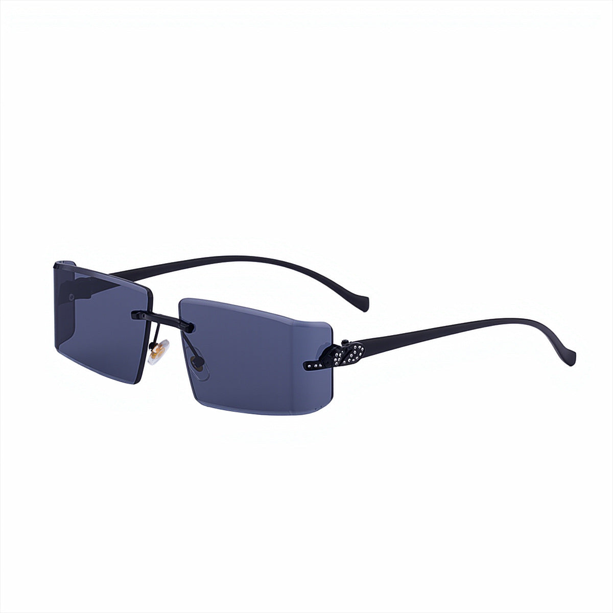 Womens High-end, Diamond-embellished, Curved, Rimless Sunglasses In European And American Style