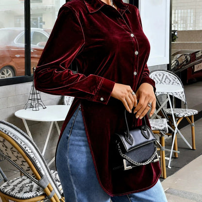 Solid-color Elegant And Chic Long-sleeve Stand-collar Blouse Top