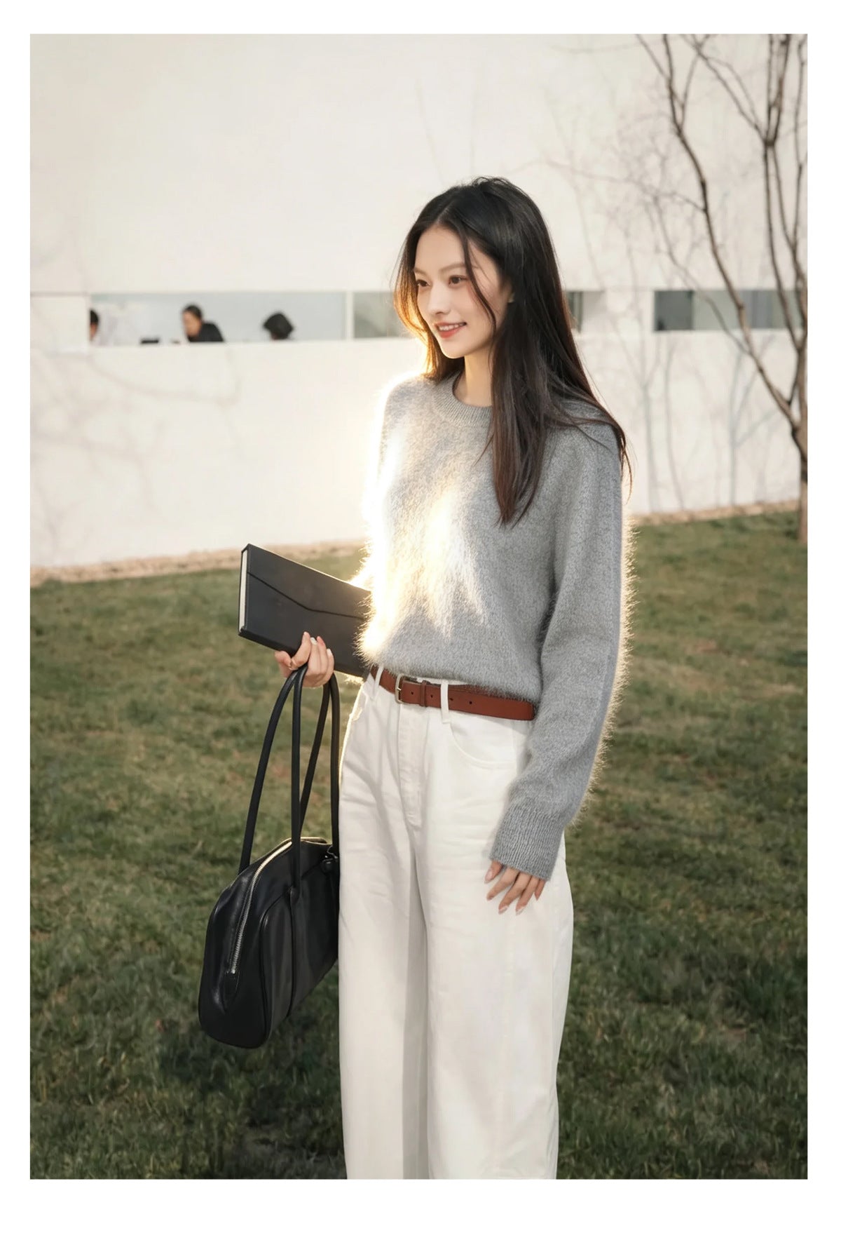 Womens Casual, Loose-fitting, Versatile Solid-color Sweater