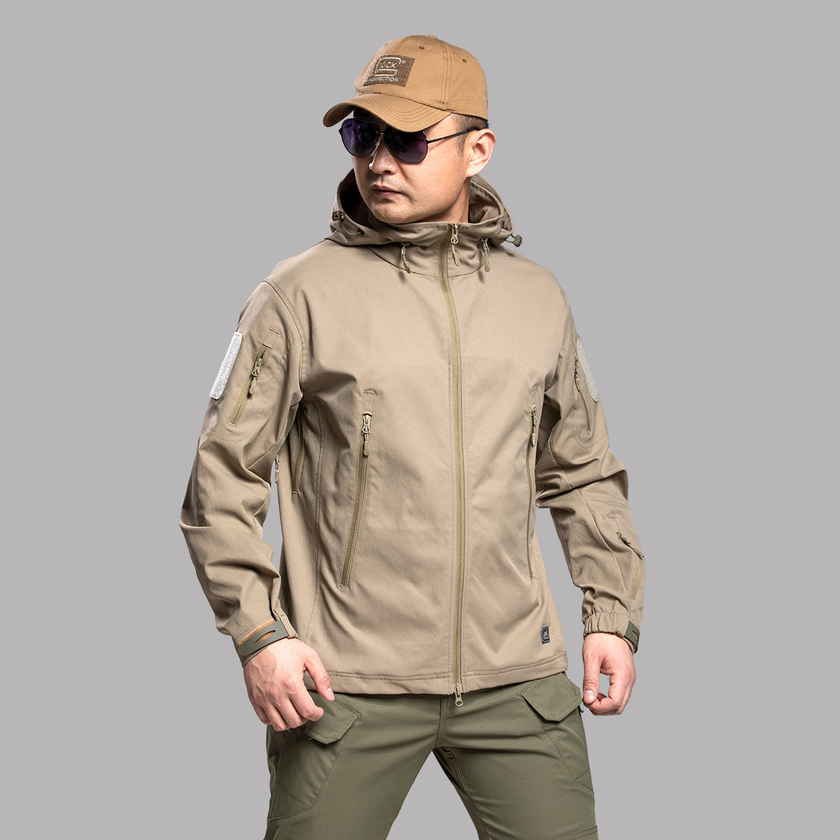 Mens Camouflage Shark-Skin Breathable Jacket