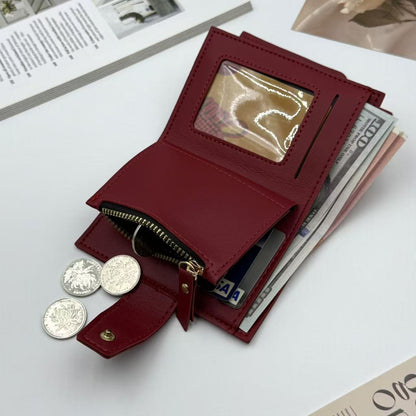 Womens Trifold Short Multi-functional Leather Wallet With Multiple Card Slots