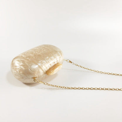 Women's Oval Acrylic Solid Color Pearly Evening Bag