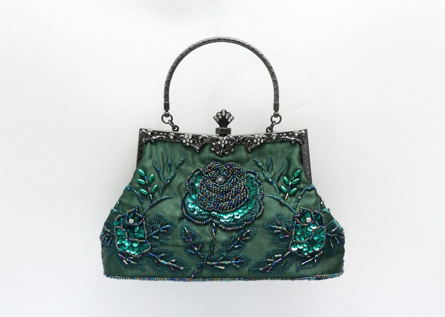 Vintage Handmade Beaded Embroidery Evening Bag For Gowns