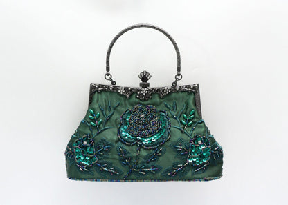 Vintage Handmade Beaded Embroidery Evening Bag For Gowns