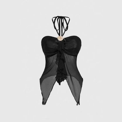 Sexy Asymmetrical Ribbon-strapped Camisole
