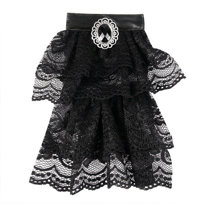 Vintage Embroidered Lace Black Bow Tie