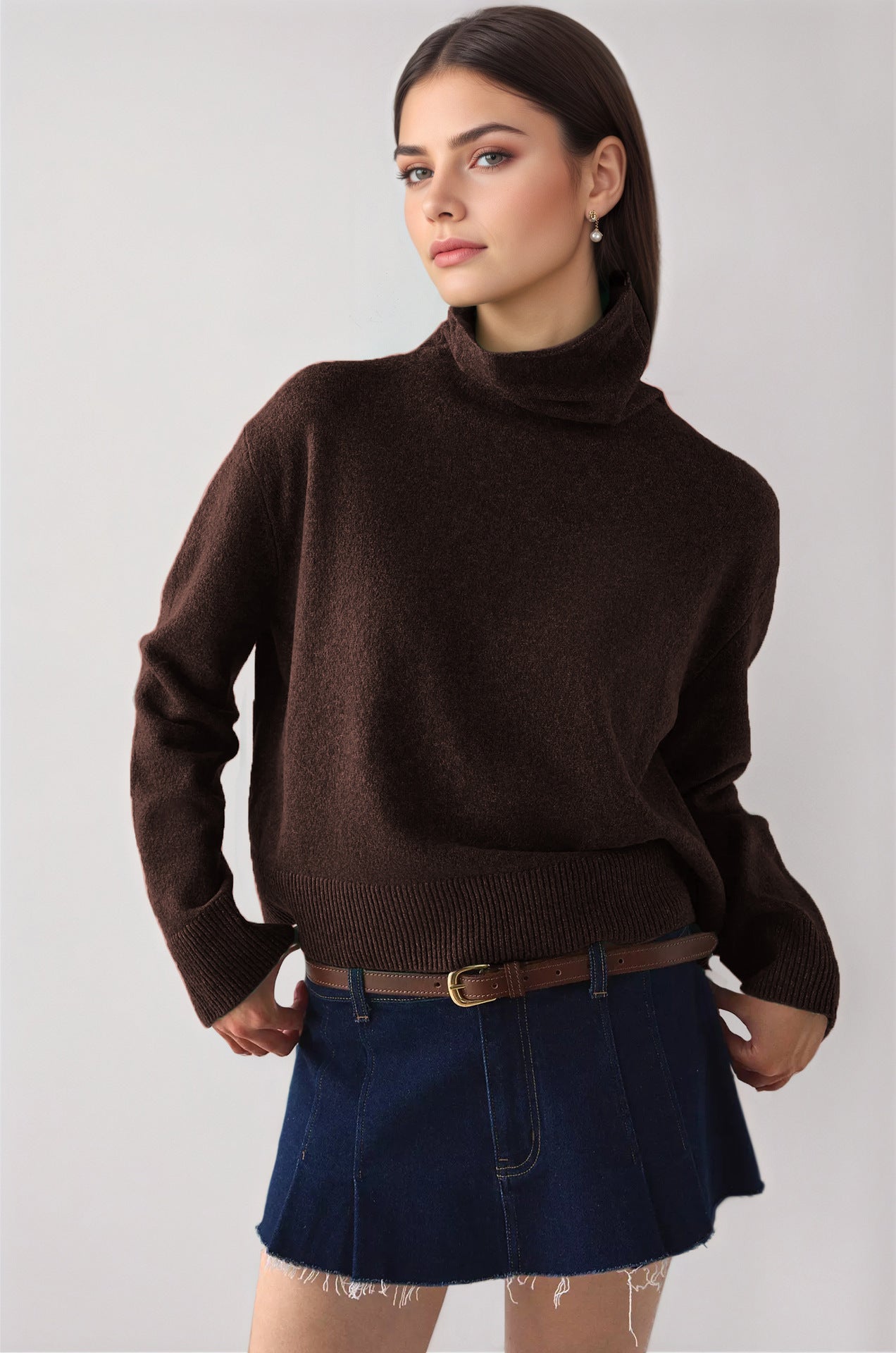Womens Turtleneck Knitted Bottoming Sweater
