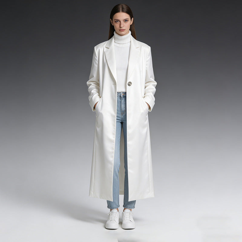 Commuter-style Designer-inspired Blazer-style Trench Coat For Women