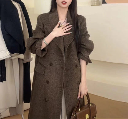 Womens Double-Faced Wool Coat With A Suit Collar