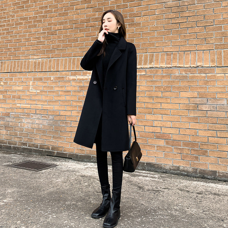 Womens Stylish Double-faced Cashmere Coat