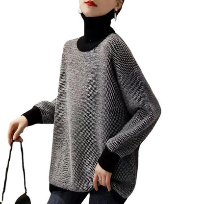 Turtleneck Sweater Loose-fitting Outerwear-style Laid-back Knit Womens Bottoming Shirt