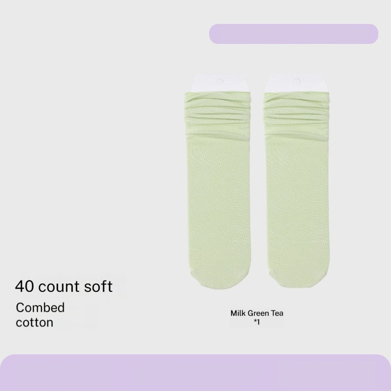 Combed Cotton Sweat-absorbent Deodorant Solid-color Knee-high Socks