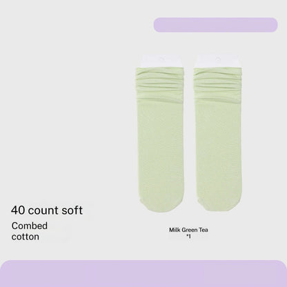 Combed Cotton Sweat-absorbent Deodorant Solid-color Knee-high Socks