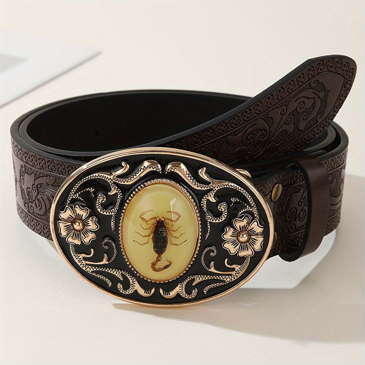 Creative Casual Patterned Scorpion Leather Belt For Men