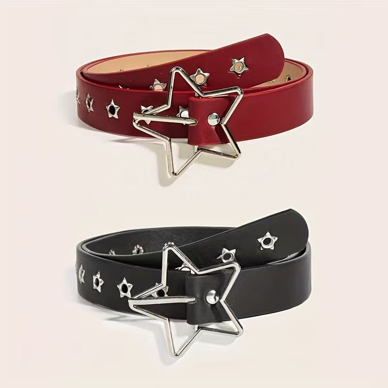 New Arrival Pentagram Rivet PU Belt For Women Fashionable And Versatile