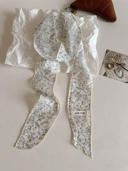 Korean-style Retro Floral Long Silk Scarf